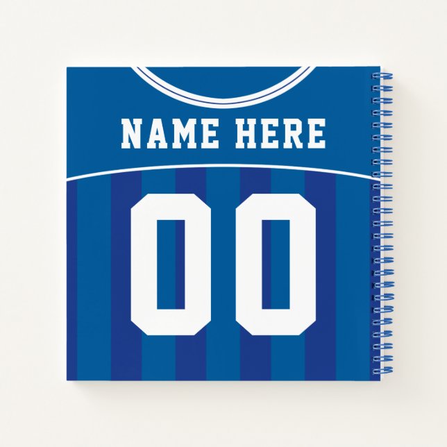 Cuaderno Nombre y número Soccer Football Blue Jersey Notebo (Reverso)
