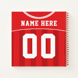Cuaderno Nombre y número Soccer Football Red Jersey Noteboo