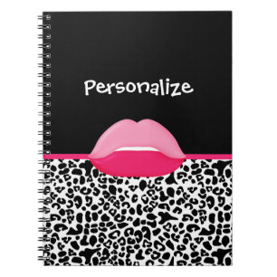 Cuaderno Nombre y tazas de impresión de leopardo negro y ro