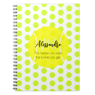 Cuaderno Nombre y texto personalizados de la bola de tenis