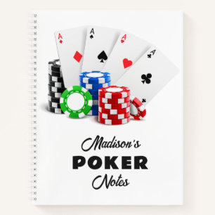 Cuaderno Nombre y texto personalizados de Póquer / Casino