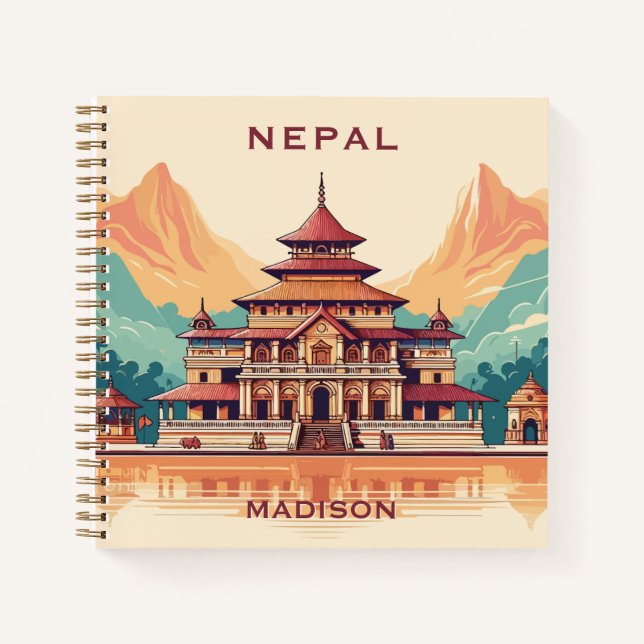 Cuaderno Nombre y texto personalizados Nepal (Anverso)