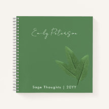Nombre y título personalizados, hojas verdes sabia