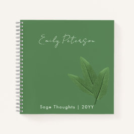 Cuaderno Nombre y título personalizados, hojas verdes sabia