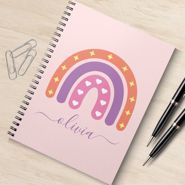 Cuaderno Nombres Bohemios de Niñas Arcoíris (boho rainbow spiral notebook)