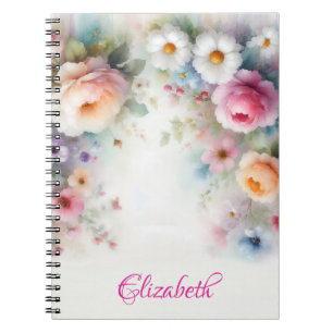 Cuaderno Nombres de arte floral aquarel en acuarela lindos