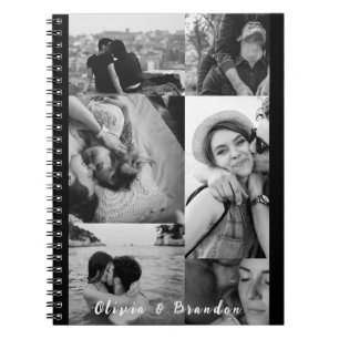 Cuaderno Nombres de Collage de Fotos de Pareja en Blanco y