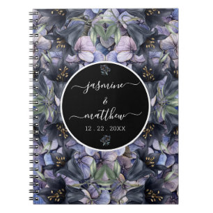 Cuaderno Nombres de Parejas Clásicas Bodas Florales Negras 