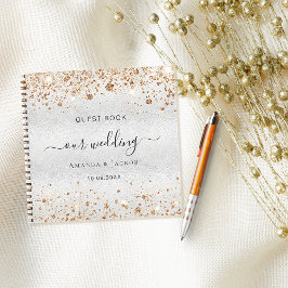 Cuaderno Nombres de purpurinas de oro plateado boda de libr