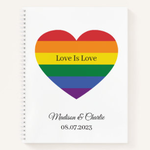 Cuaderno Nombres personalizados Corazón arcoiris