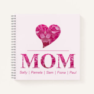 Cuaderno Nombres personalizados de las letras florales rosa