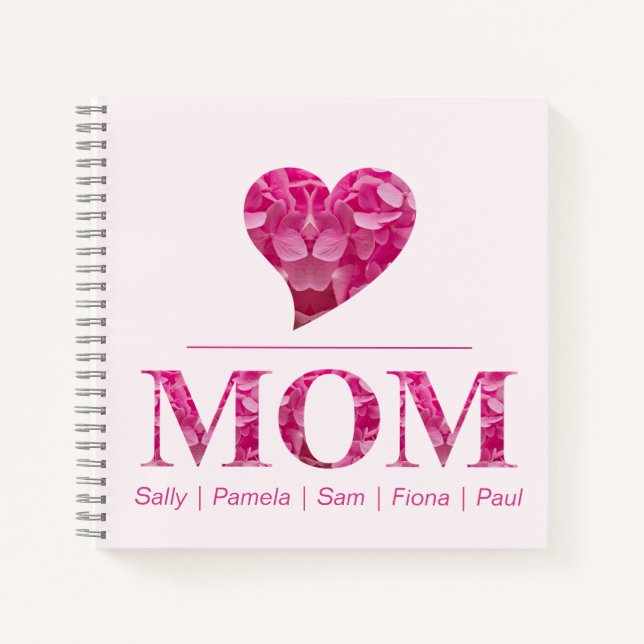 Cuaderno Nombres personalizados de las letras florales rosa (Anverso)