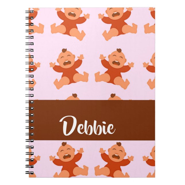 Cuaderno Nombres personalizados llorando bebés en rosa (Frente)
