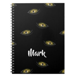 Cuaderno Nombres personalizados ojos de gato en negro