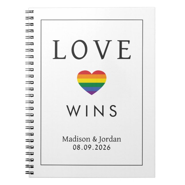 Cuaderno Nombres personalizados / Texto Arcoíris LOVE (Frente)