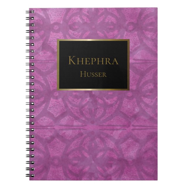 Cuaderno Nombro De Oro Y Negro Profundo De Orquídea (Frente)