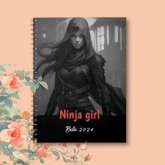 Cuaderno Nombro personalizado bloc de notas de Chica Ninja