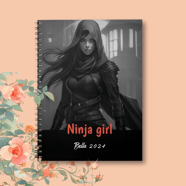 Cuaderno Nombro personalizado bloc de notas de Chica Ninja (Subido por el creador)