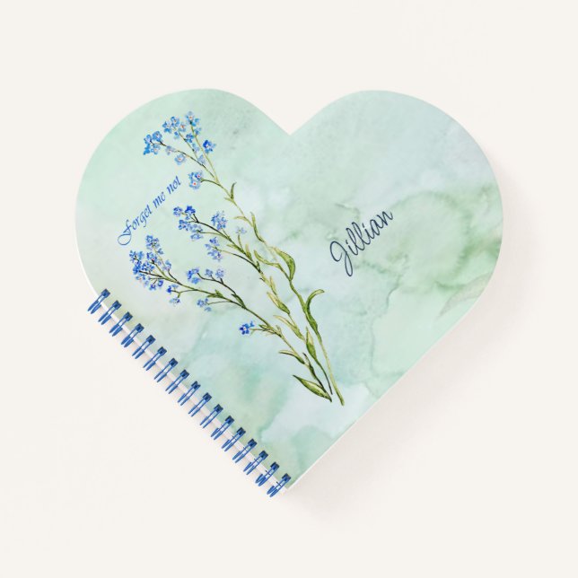 Cuaderno Nomeolvides Flor de jardín acuarela personalizada (Anverso)
