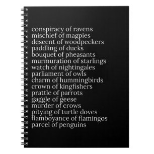 Cuaderno Nóminas colectivas de aves Bloc de notas negro