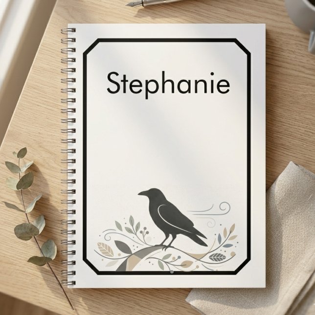 Cuaderno Nordic Raven Name Nature Lover Gift (Nordic raven personalized notebook)