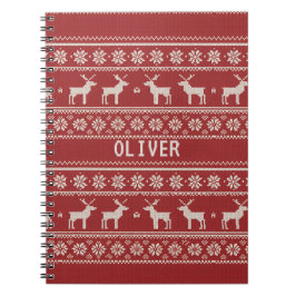 Cuaderno Nordic Reindeer Knit Pattern Personalized