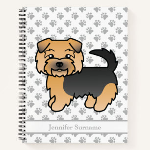 Cuaderno Norfolk Terrier Cartoon de perro y texto negro y b