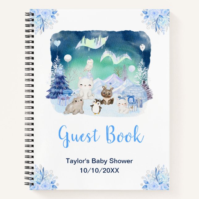 Cuaderno Northern Lights Animals Baby Shower Guest Book (Anverso)
