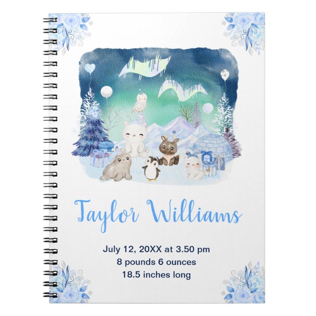 Cuaderno Northern Lights Arctic Animals Birth Statistics (Frente)