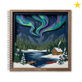 Cuaderno Northern Lights Canada Paper Collage Diorama