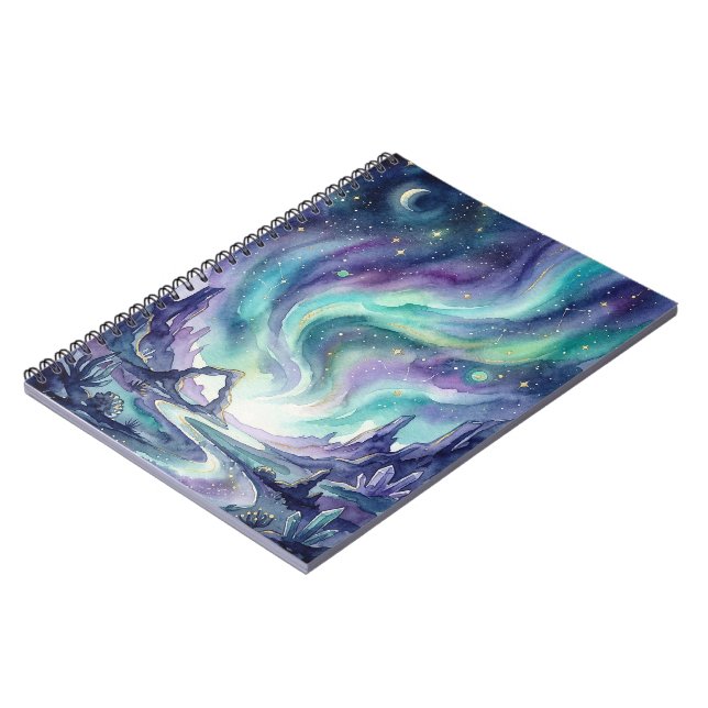 Cuaderno Northern Lights Night Sky Romantic Landscape (Lado Izquierdo)