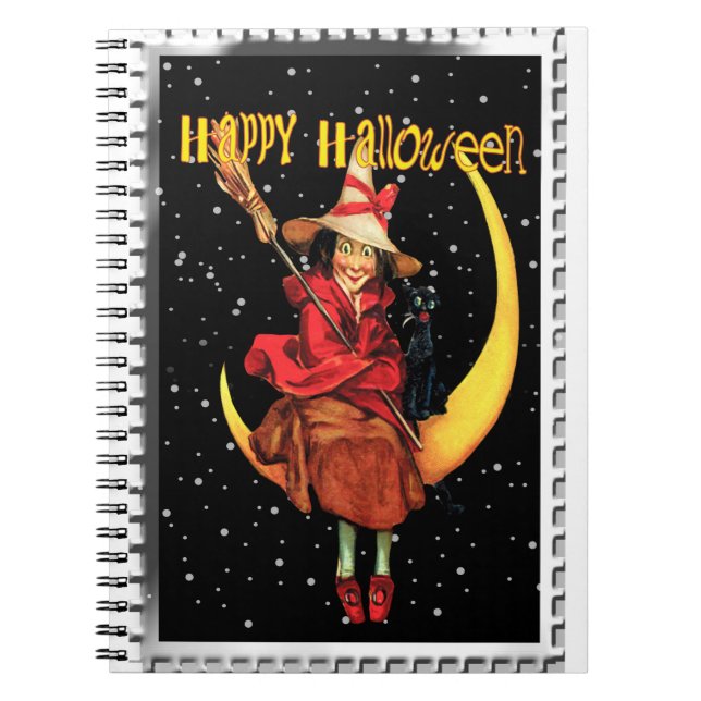 Cuaderno Nostálgica Halloween Buena Bruja y su gato (Frente)
