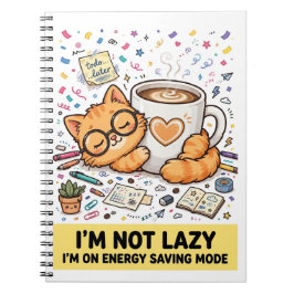 Cuaderno Not Lazy - Energy Saving Cat Notebook