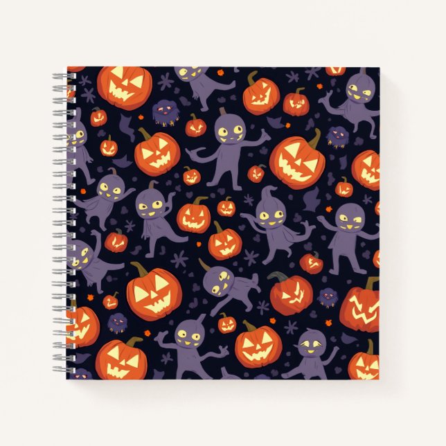 Cuaderno Nota cuadrada del patrón de Halloween (Anverso)