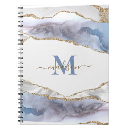 Cuaderno Nota de Geoda Agata Monogramada Brillante Dorada E