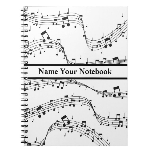 Cuaderno Nota de música en blanco y negro (Frente)