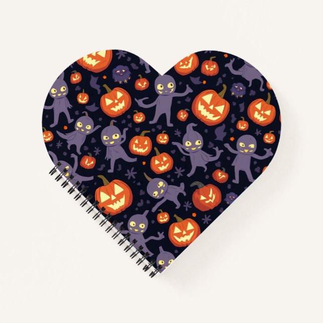 Cuaderno Nota del corazón del patrón de Halloween (Anverso)