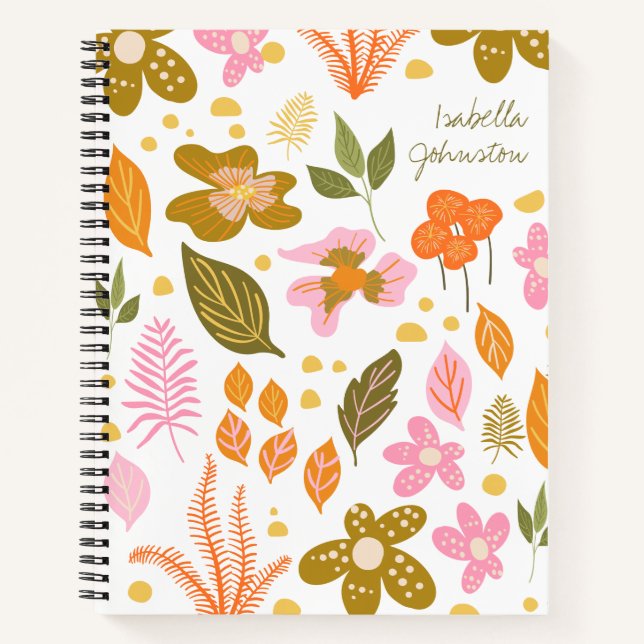 Cuaderno Nota del Personalizado floral de primavera botánic (Anverso)