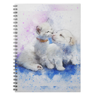 Cuaderno Nota descriptiva de la pintura de pupilos y gatito