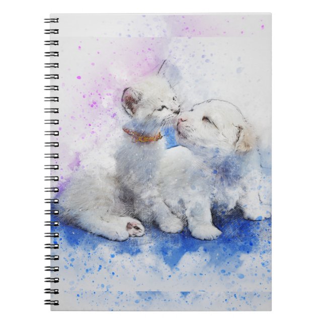 Cuaderno Nota descriptiva de la pintura de pupilos y gatito (Frente)
