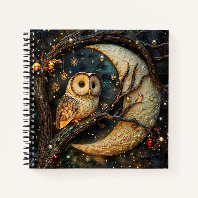 Cuaderno Nota espiral de búho 3D/cuaderno de esbozo (Anverso)