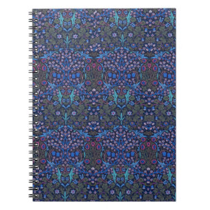 Cuaderno Nota floral azul de Nouveau del arte de William