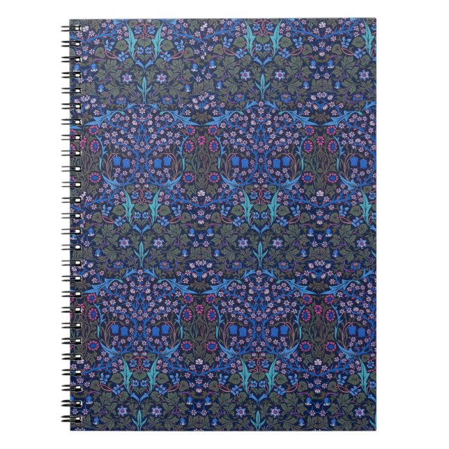 Cuaderno Nota floral azul de Nouveau del arte de William (Frente)