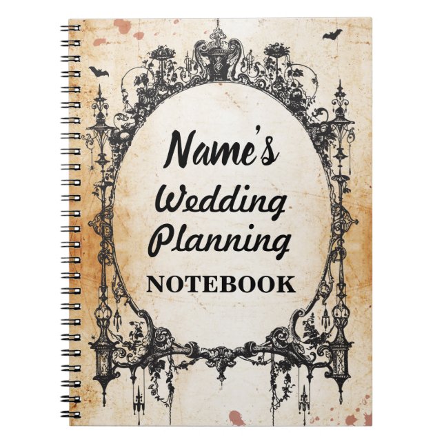 Cuaderno Nota gótica del planeamiento de la boda del (Frente)