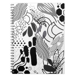Cuaderno Nota gráfica abstracta en blanco y negro y gradien