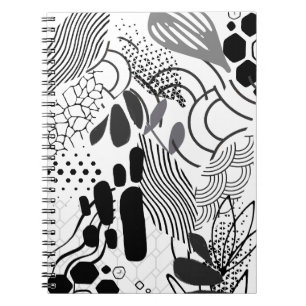 Cuaderno Nota gráfica abstracta en blanco y negro y gradien