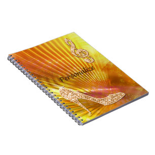 Cuaderno Nota musical de música naranja brillante y tacón d