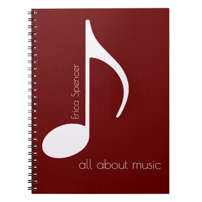 Cuaderno Nota musical Rojo, lecciones de música (Frente)