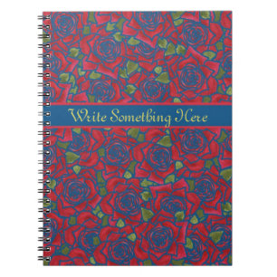 Cuaderno Nota para personalizar: rosas rojas sobre azul mar