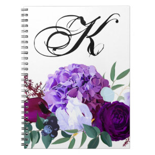 Cuaderno Nota personalizada Libro Lavender Hibiscus en blan